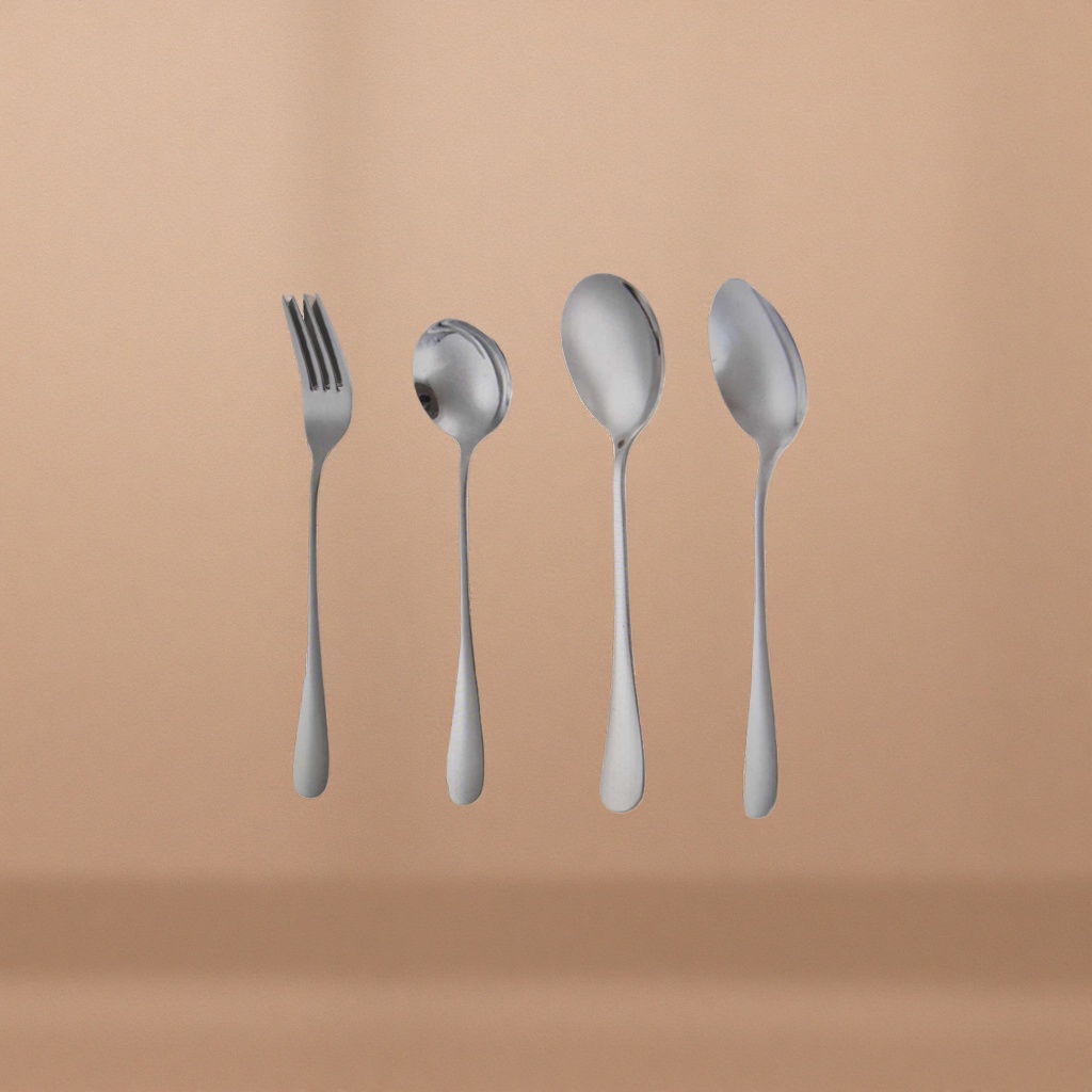 Silver tableware set, forks and spoons, home stainless steel, simple style Specification image