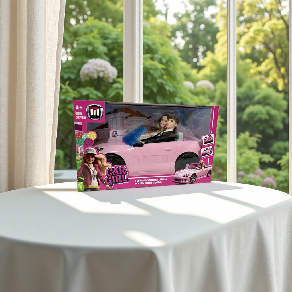 The car girl doll set includes a variety of accessories