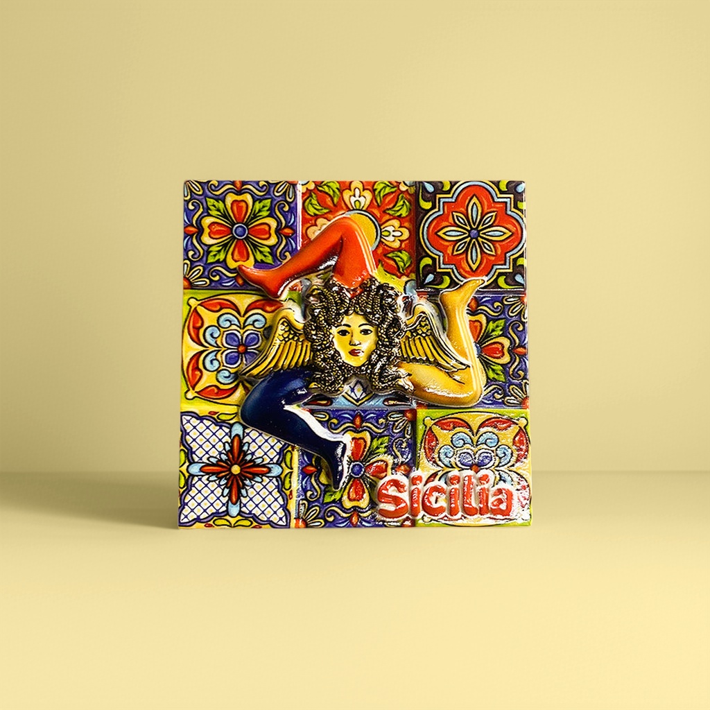 Sicilian-style colored fridge magnets with decorative paintings and figure patterns for home tiles