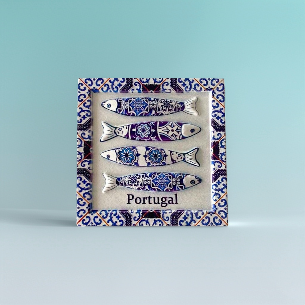 Portuguese-style ceramic fish fridge magnets with four painted fish magnetic stickers Specification image