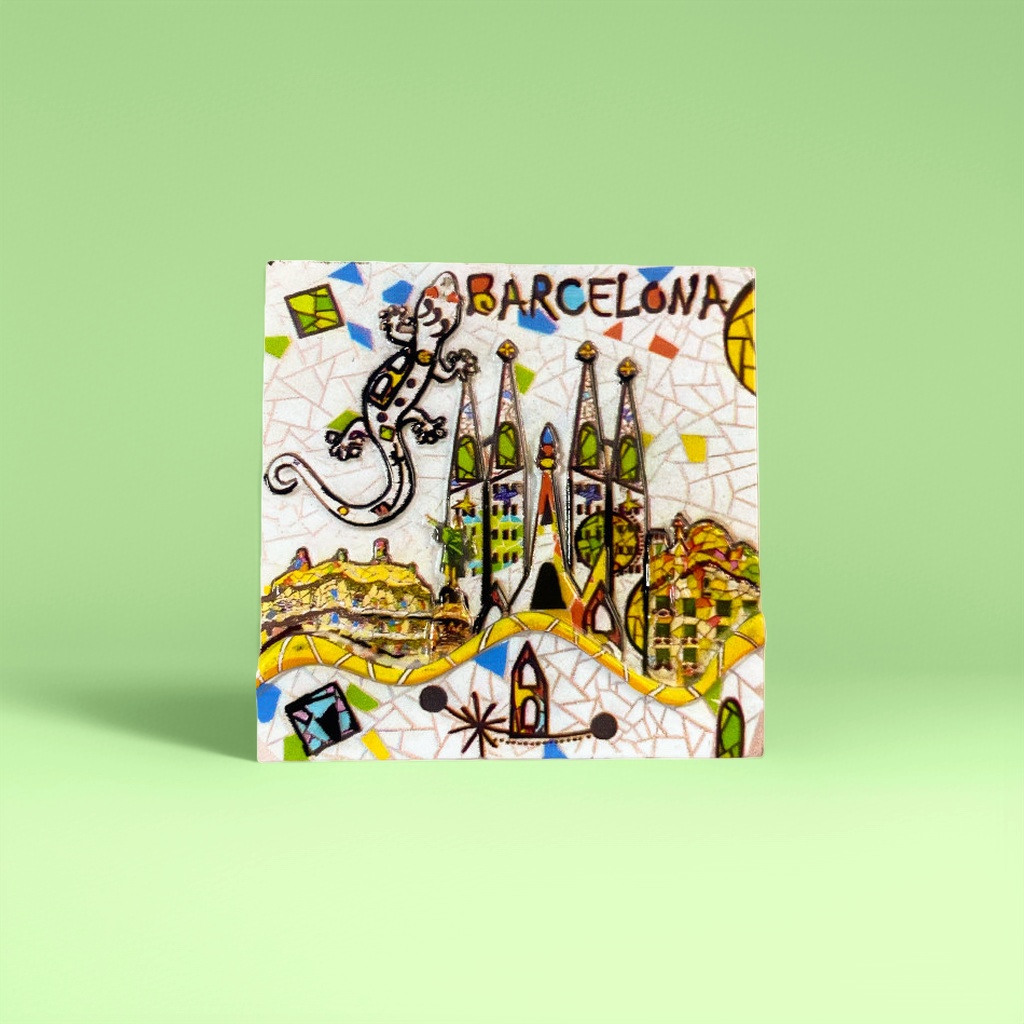Barcelon-themed Mosaic art fridge magnets for home decoration Application Scenario