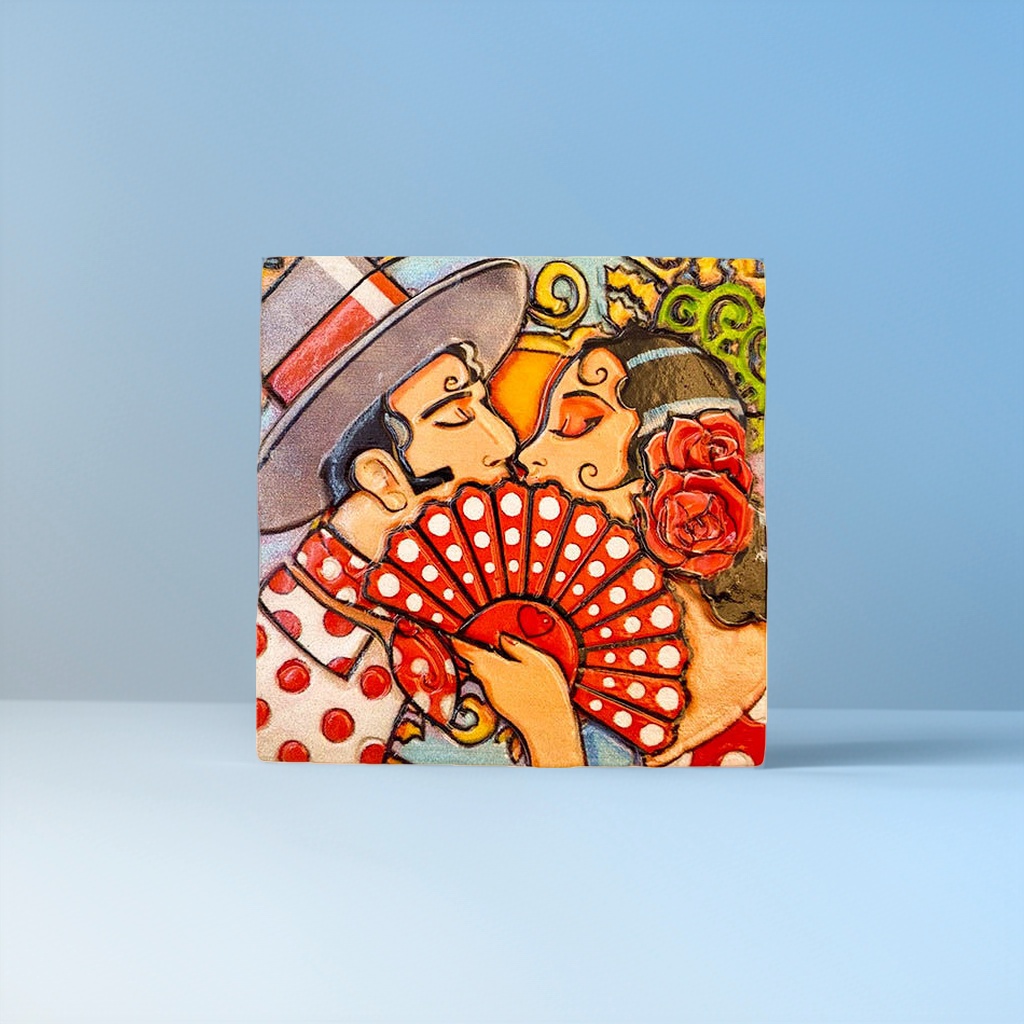 Painting a couple kissing, fridge magnets, living room home decorations Application Scenario