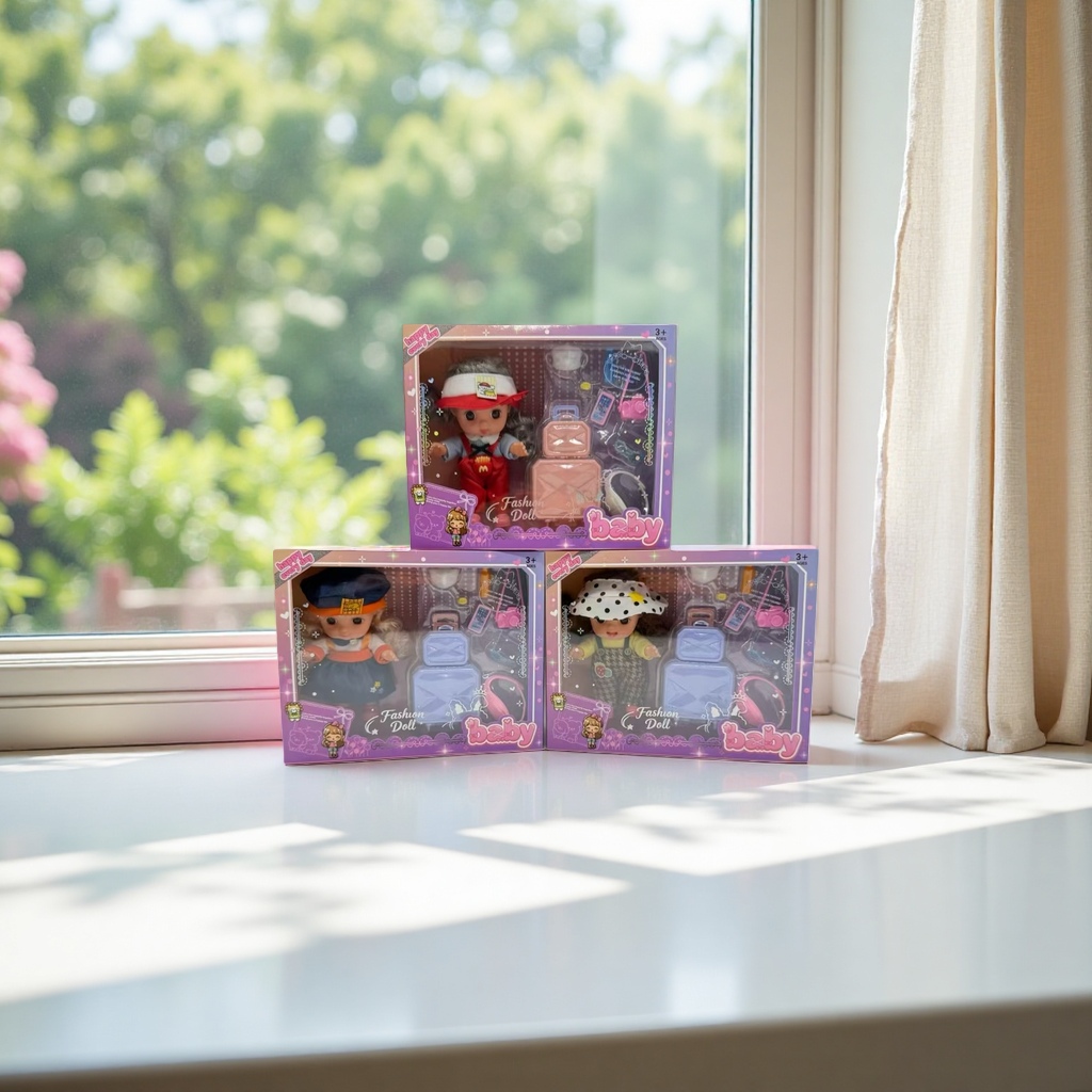6-inch vinyl cute kid set fashionable doll toy packaging box with three different designs Application Scenario