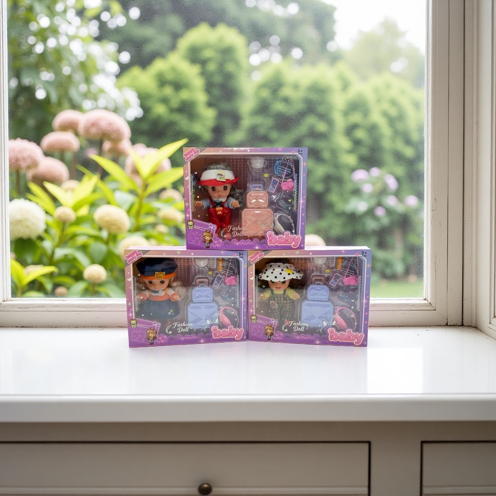 6-inch vinyl cute kid set fashionable doll toy packaging box with three different designs Specification image
