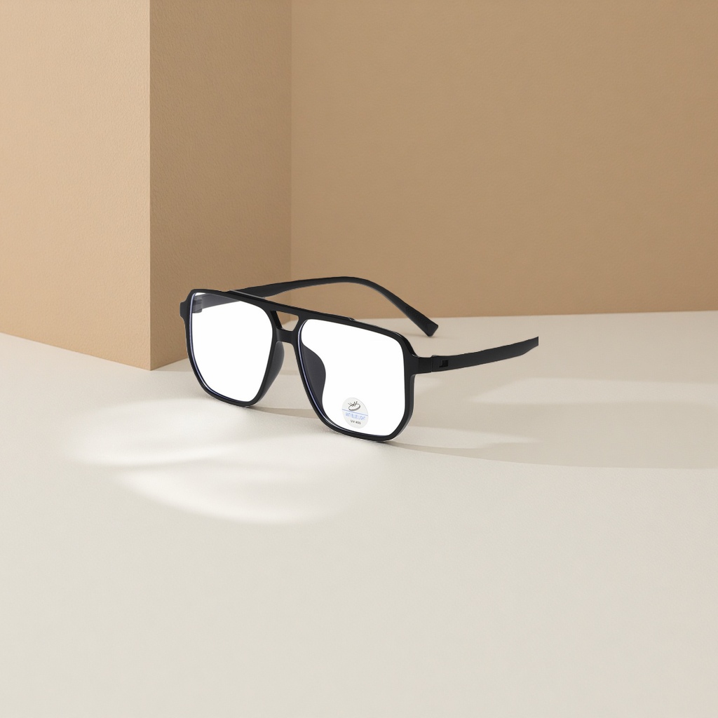 Black square-framed glasses are fashionable, lightweight and anti-blue light optical frames for myopia