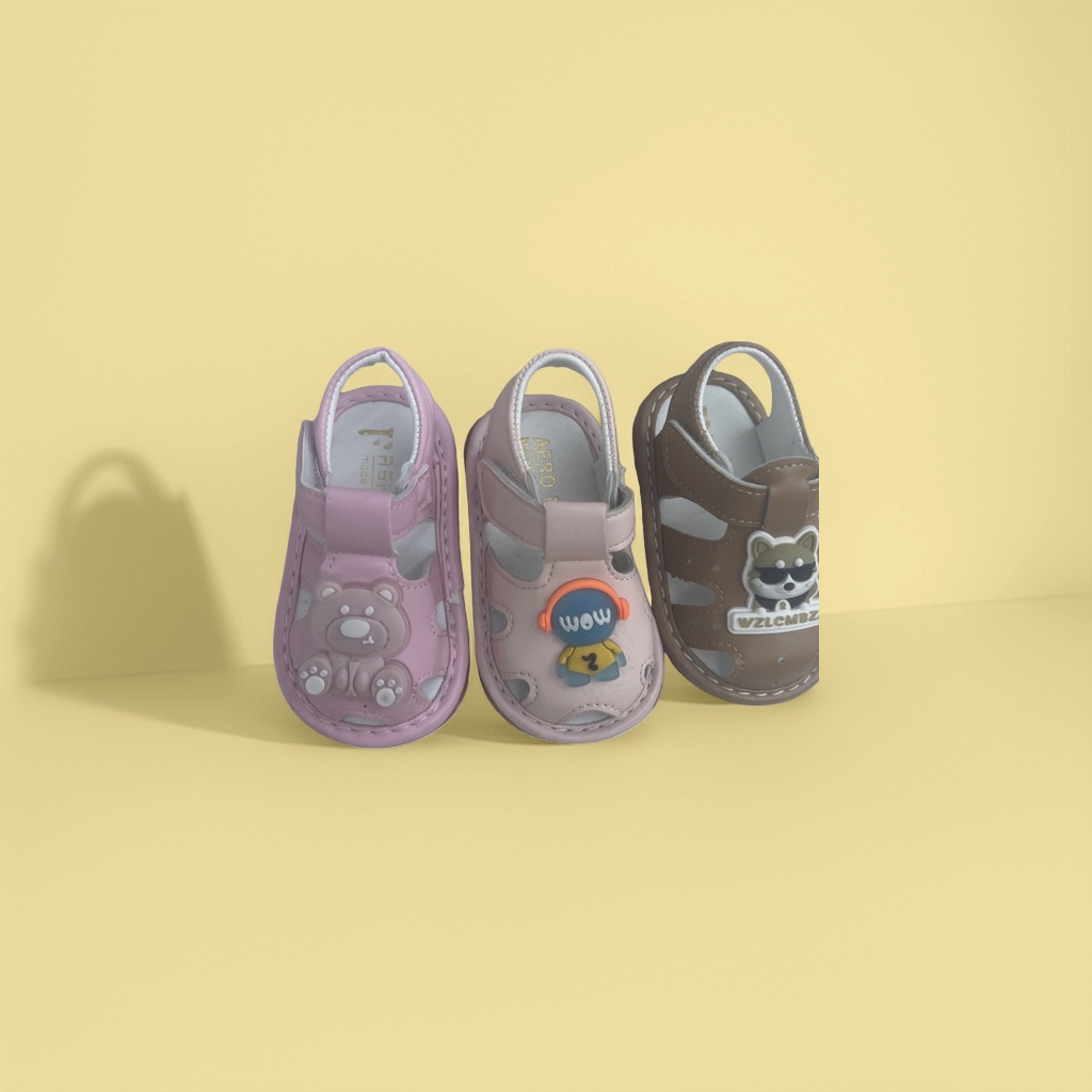 Three-pair children's sandals with little bear cartoon fox pattern baby sandals