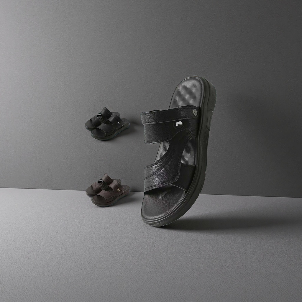 EVA material black coffee-colored two-tone sandals are comfortable, anti-slip and lightweight for summer Specification image