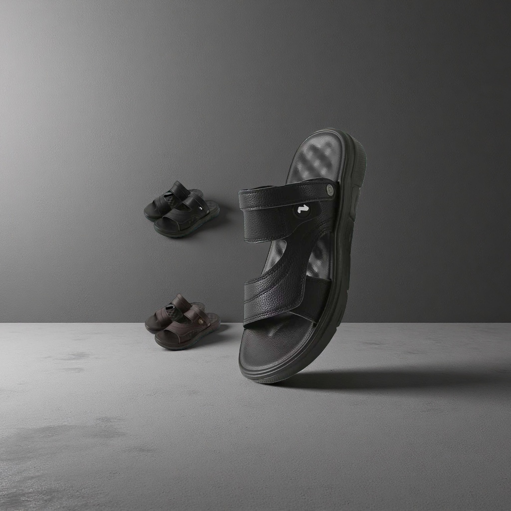 EVA material black coffee-colored two-tone sandals are comfortable, anti-slip and lightweight for summer details Picture