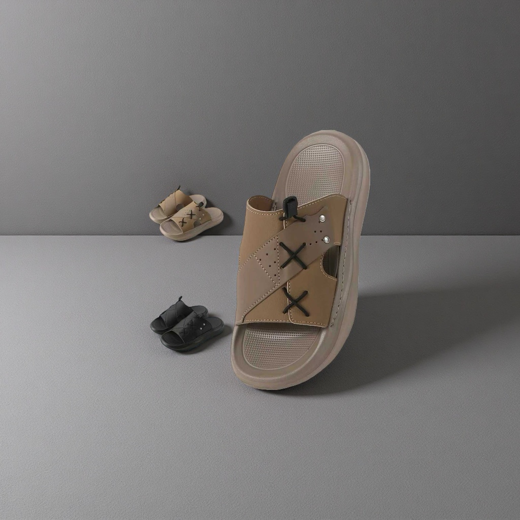 Khaki black EVA slippers 6508, unisex, anti-slip and lightweight for summer home use Specification image