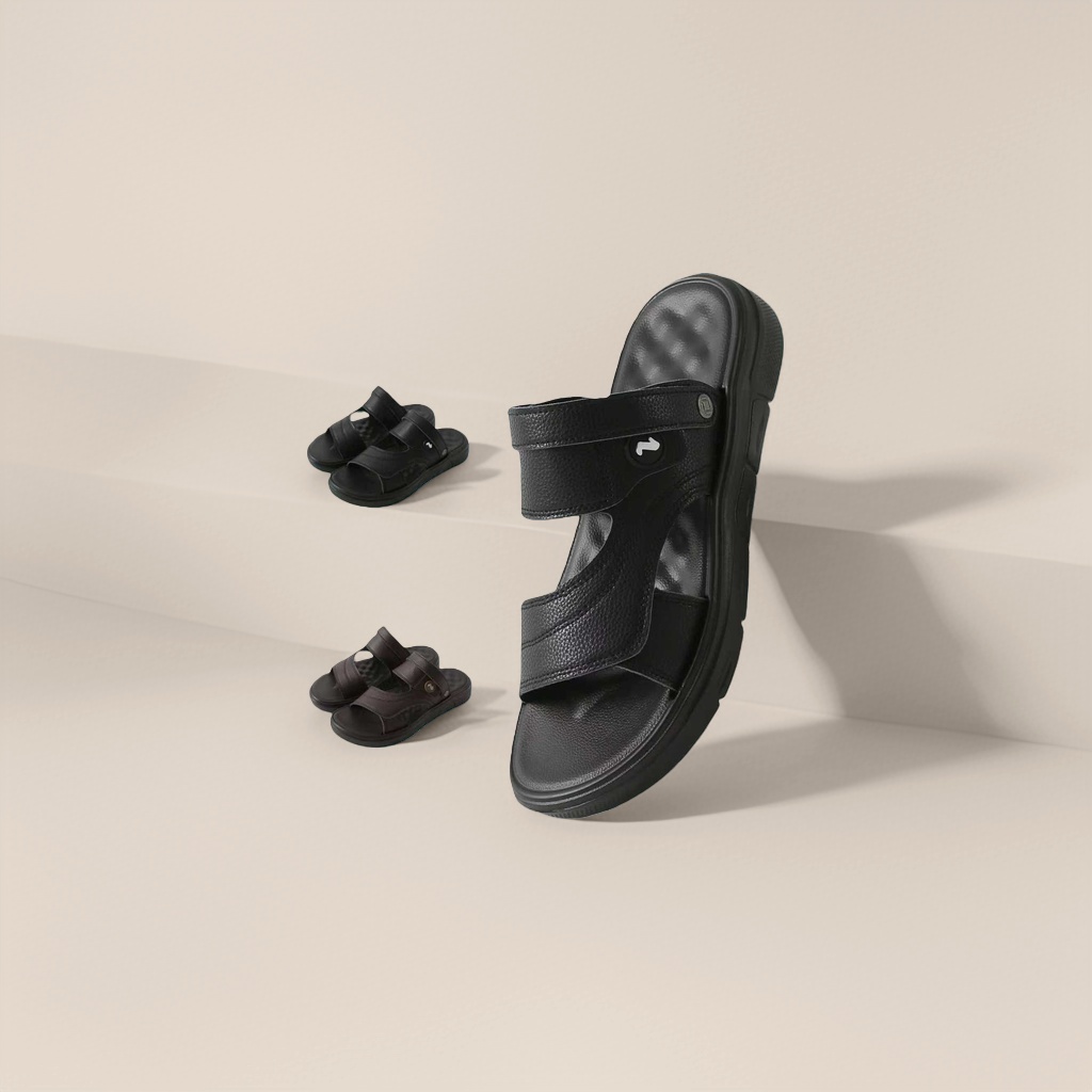 EVA material black coffee-colored two-tone sandals are comfortable, anti-slip and lightweight for summer Item Picture
