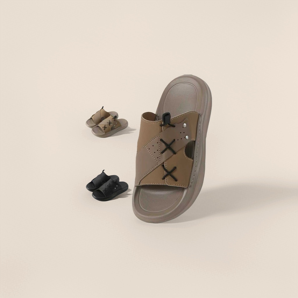 Khaki black EVA slippers 6508, unisex, anti-slip and lightweight for summer home use Item Picture
