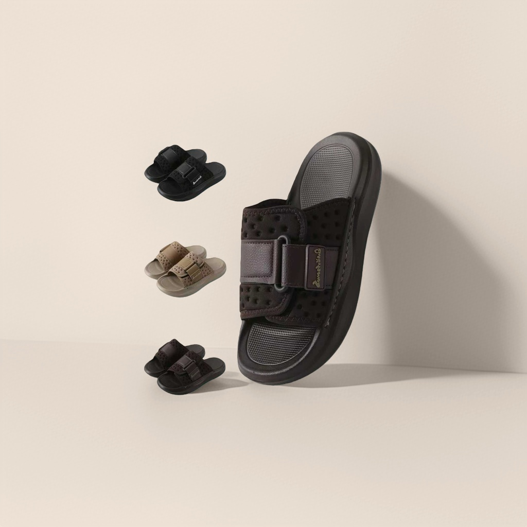EVA slippers are available in black, khaki and brown. They are lightweight and anti-slip home beach slippers Item Picture
