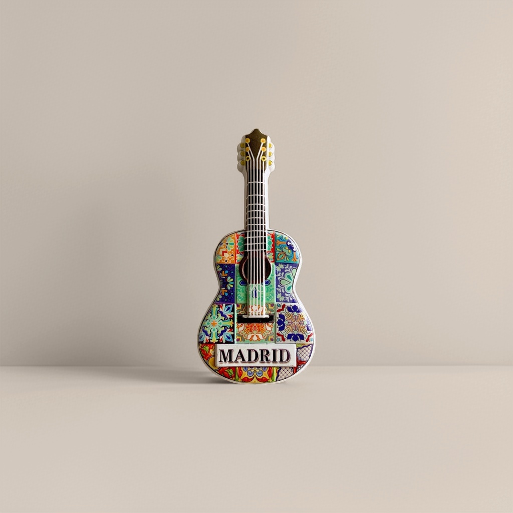 Colorful tile pattern guitar-shaped magnetic stickers for home decoration, wall storage and creative magnetic stickers Specification image