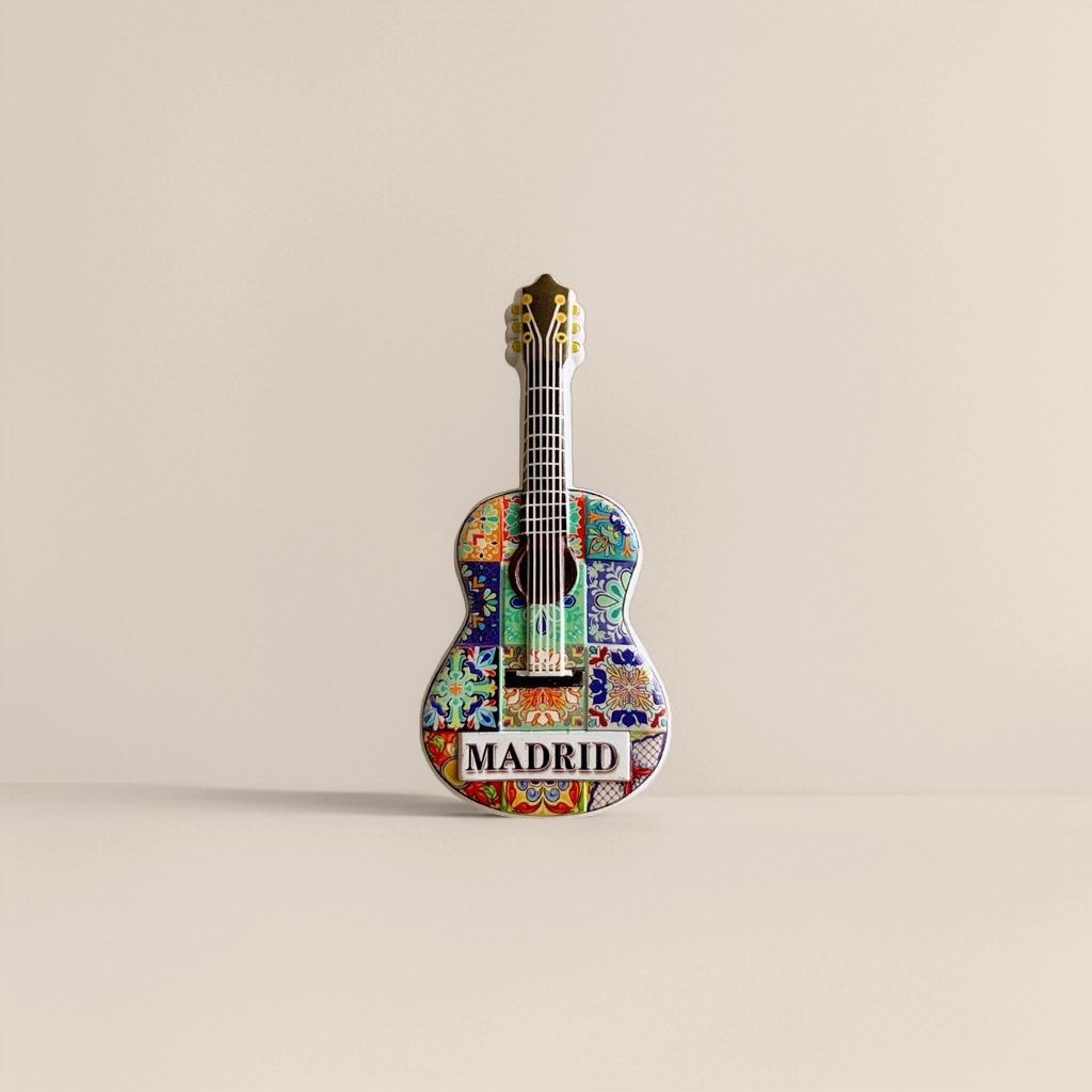 Colorful tile pattern guitar-shaped magnetic stickers for home decoration, wall storage and creative magnetic stickers Application Scenario
