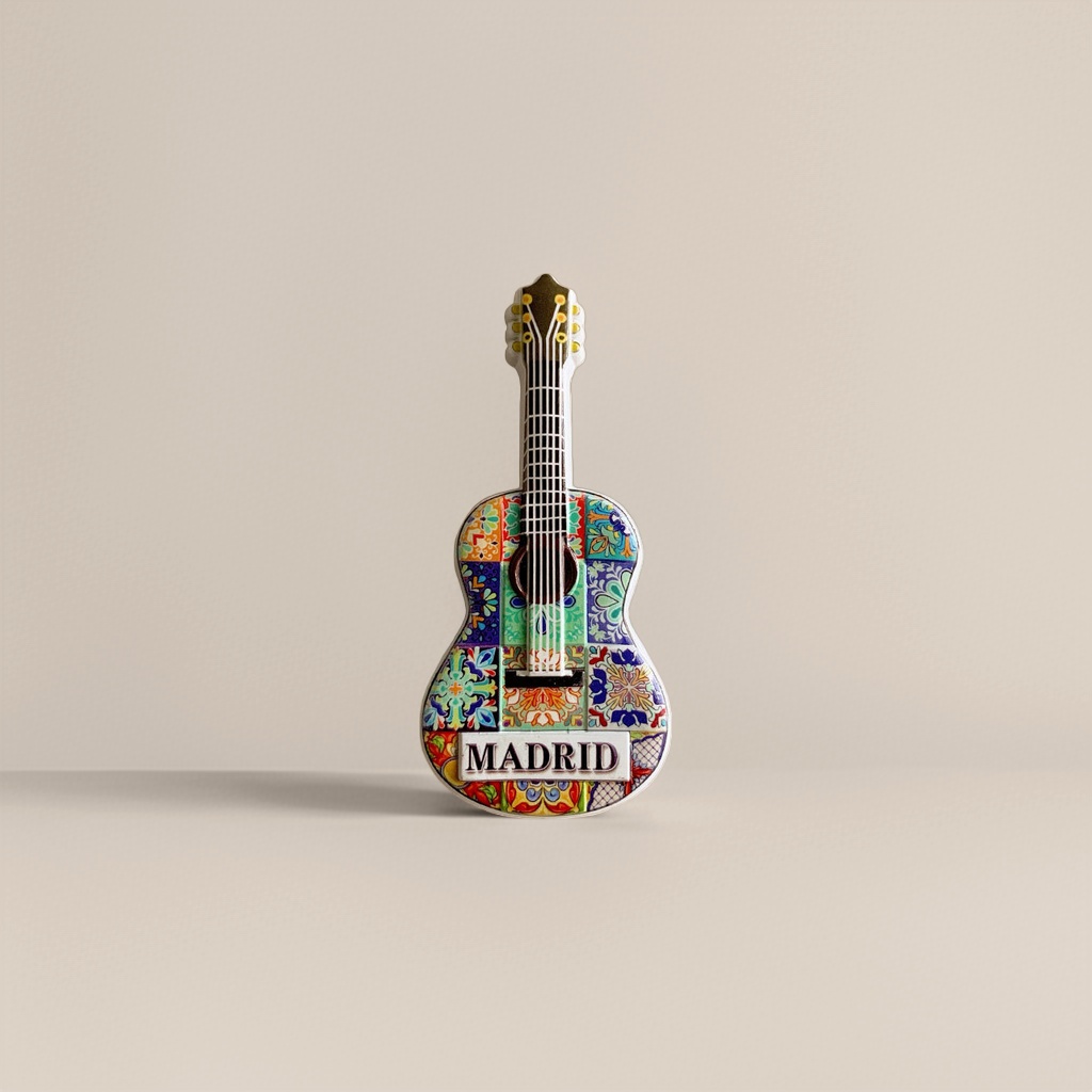 Colorful tile pattern guitar-shaped magnetic stickers for home decoration, wall storage and creative magnetic stickers