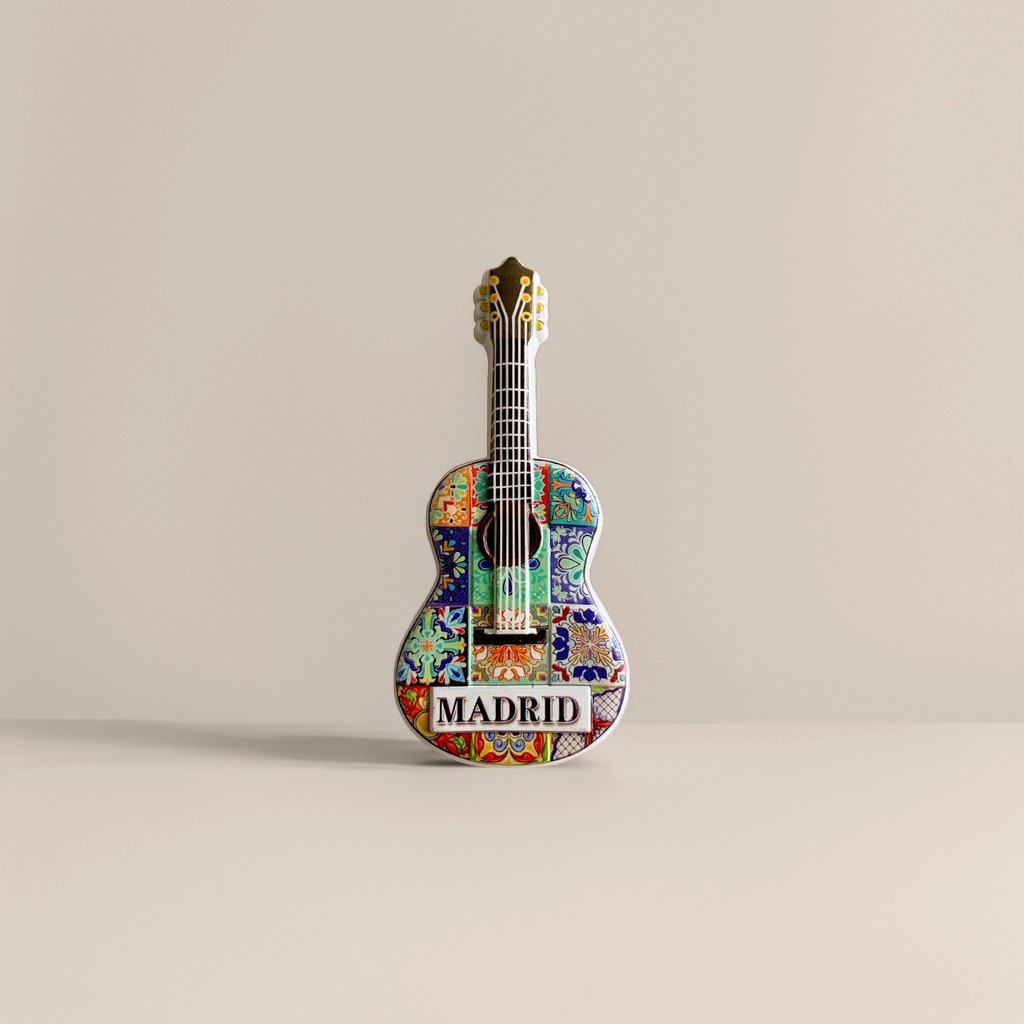 Colorful tile pattern guitar-shaped magnetic stickers for home decoration, wall storage and creative magnetic stickers details Picture