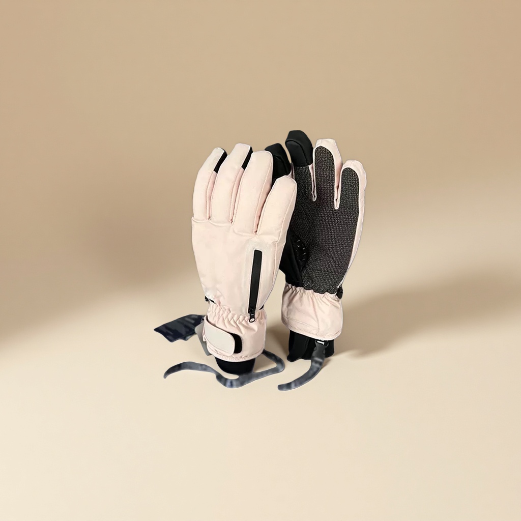 The multi-functional ski gloves are made of windproof and waterproof fabric with anti-slip palm print design, and are unisplendour
