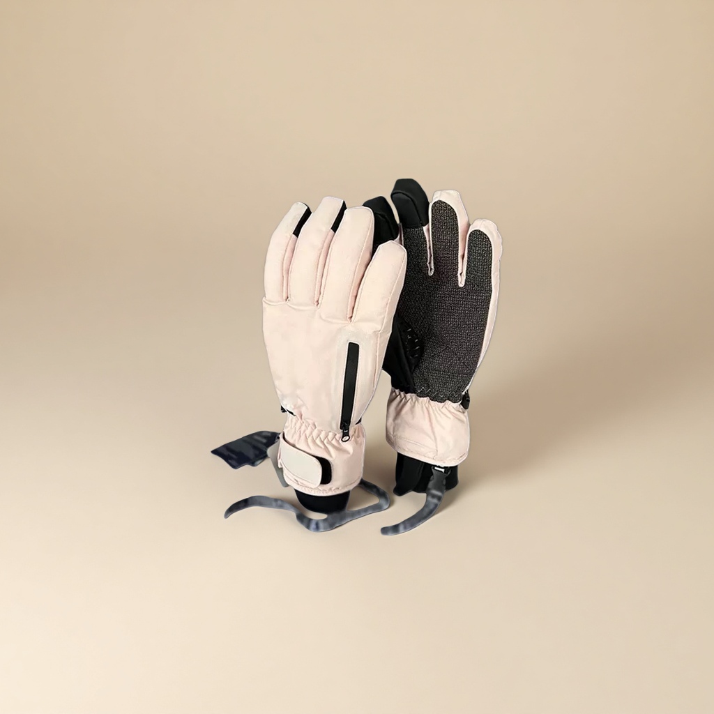 The multi-functional ski gloves are made of windproof and waterproof fabric with anti-slip palm print design, and are unisplendour Specification image
