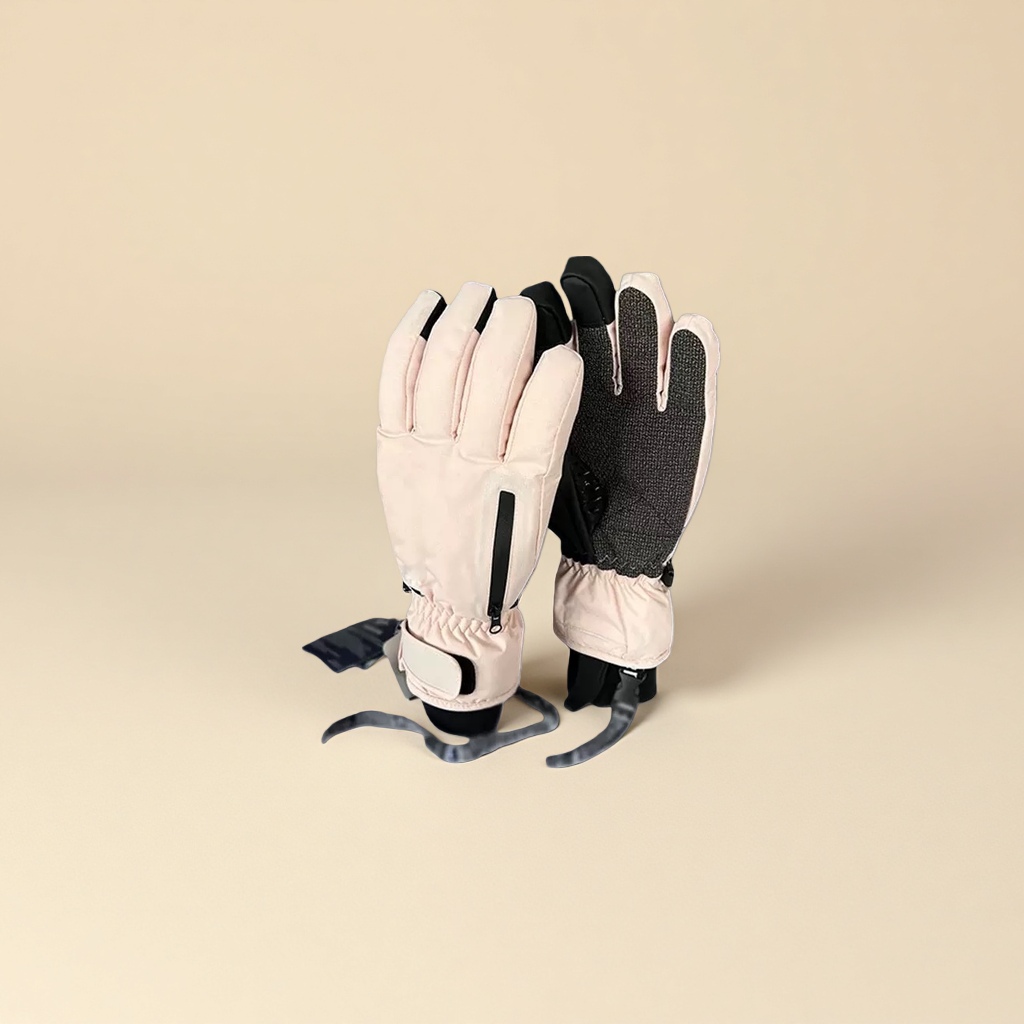 The multi-functional ski gloves are made of windproof and waterproof fabric with anti-slip palm print design, and are unisplendour details Picture