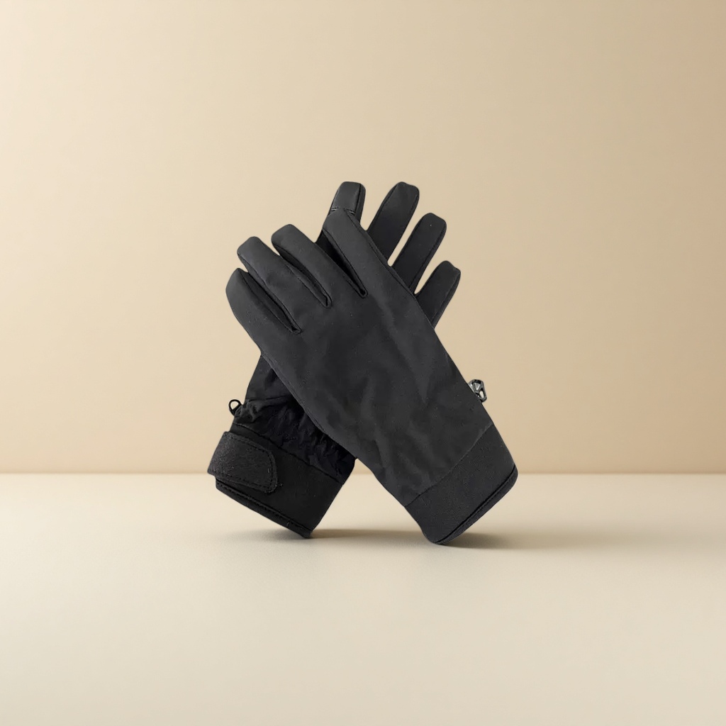 Black thickened warm gloves for both men and women, anti-slip and wear-resistant, suitable for autumn and winter cycling and outdoor work