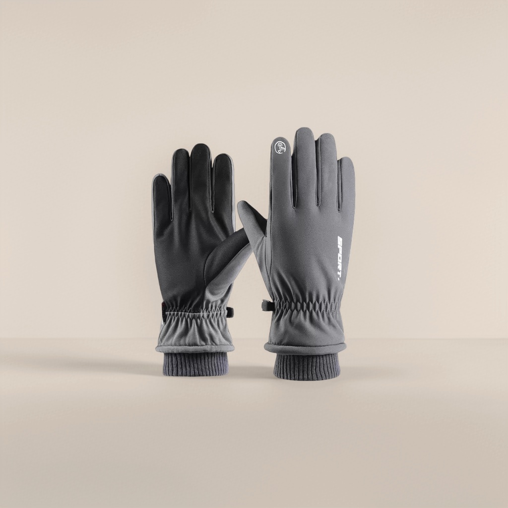 Black thickened warm gloves for both men and women, anti-slip and wear-resistant, suitable for daily cycling work