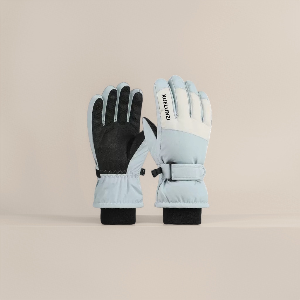 Light blue children's ski gloves with thickened anti-slip, warm and touch screen Specification image