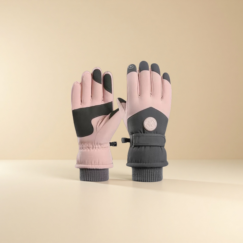 Ladies' ski gloves, windproof and anti-slip, thickened fleece, specially designed for ski resorts details Picture
