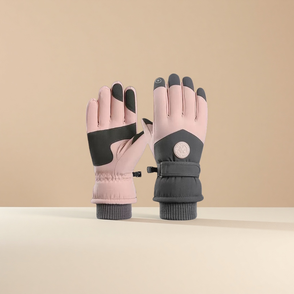 Ladies' ski gloves, windproof and anti-slip, thickened fleece, specially designed for ski resorts