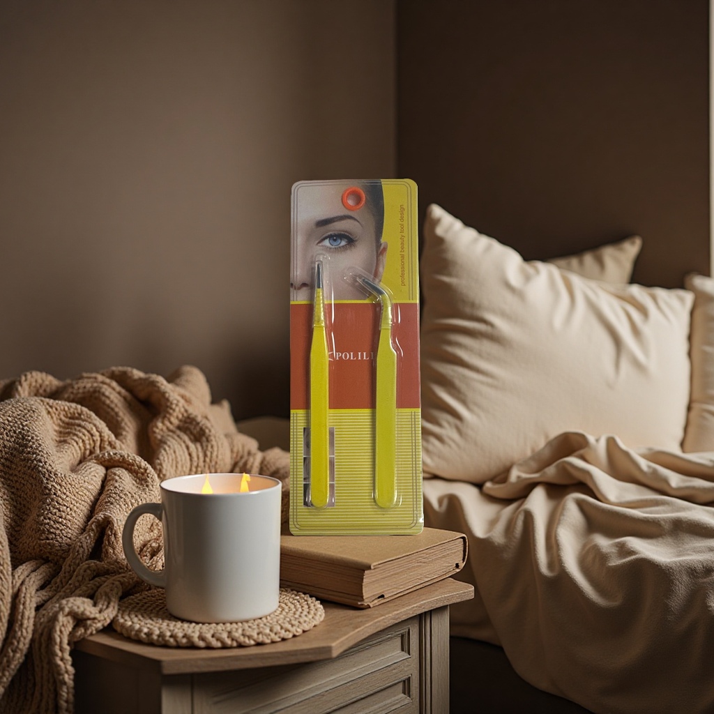 Special fine tweezers for beauty tools are used to precisely shape the eyebrows and set the curling eyelashes Specification image