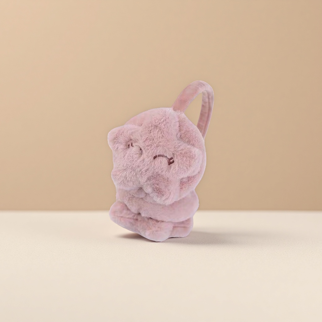 粉色毛绒猫咪造型耳罩 保暖防寒可爱少女风冬款