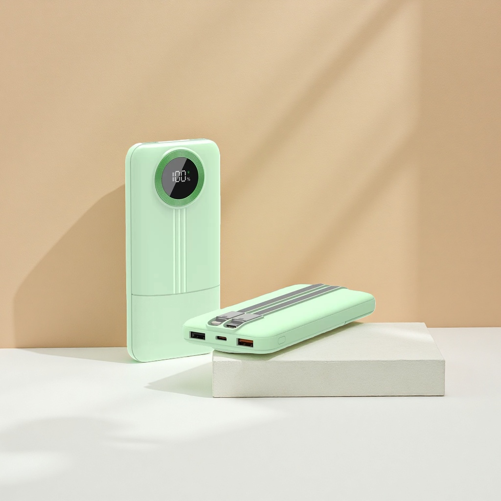 浅绿色充电宝 20000mAh 大容量快充移动电源