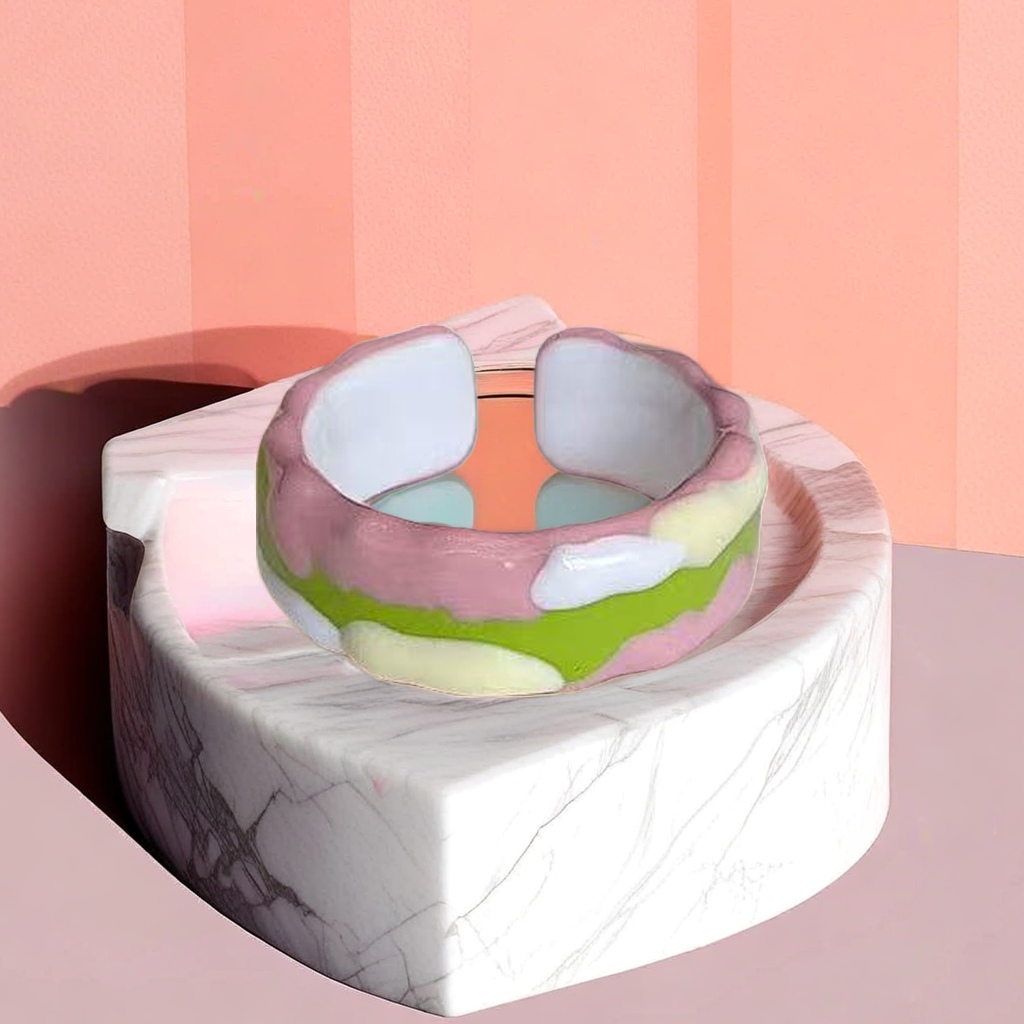 Copper alloy full-ring oil-dripping jewelry, fashionable, individual, simple and versatile. Ladies' ring, cute dopamine style. Korean-style opening, niche design. Factory direct sales, wholesale price from the source details Picture