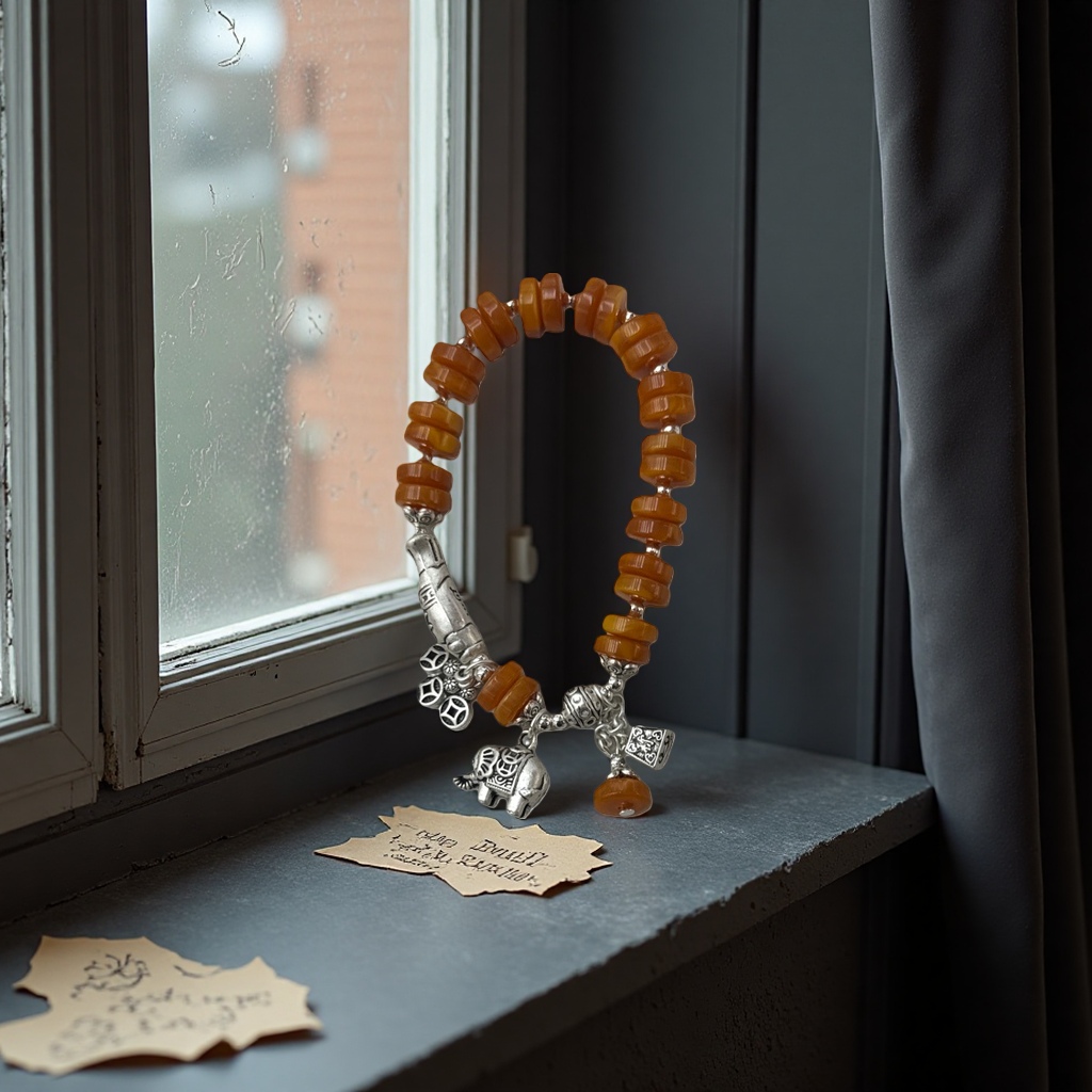 Orange agate bead bracelet, natural stone, light luxury wrist accessory Specification image