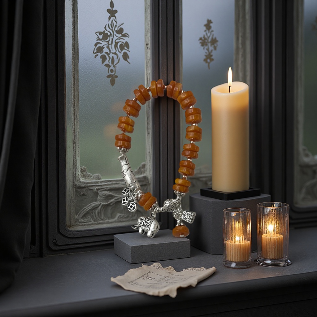 Orange agate bead bracelet, natural stone, light luxury wrist accessory details Picture