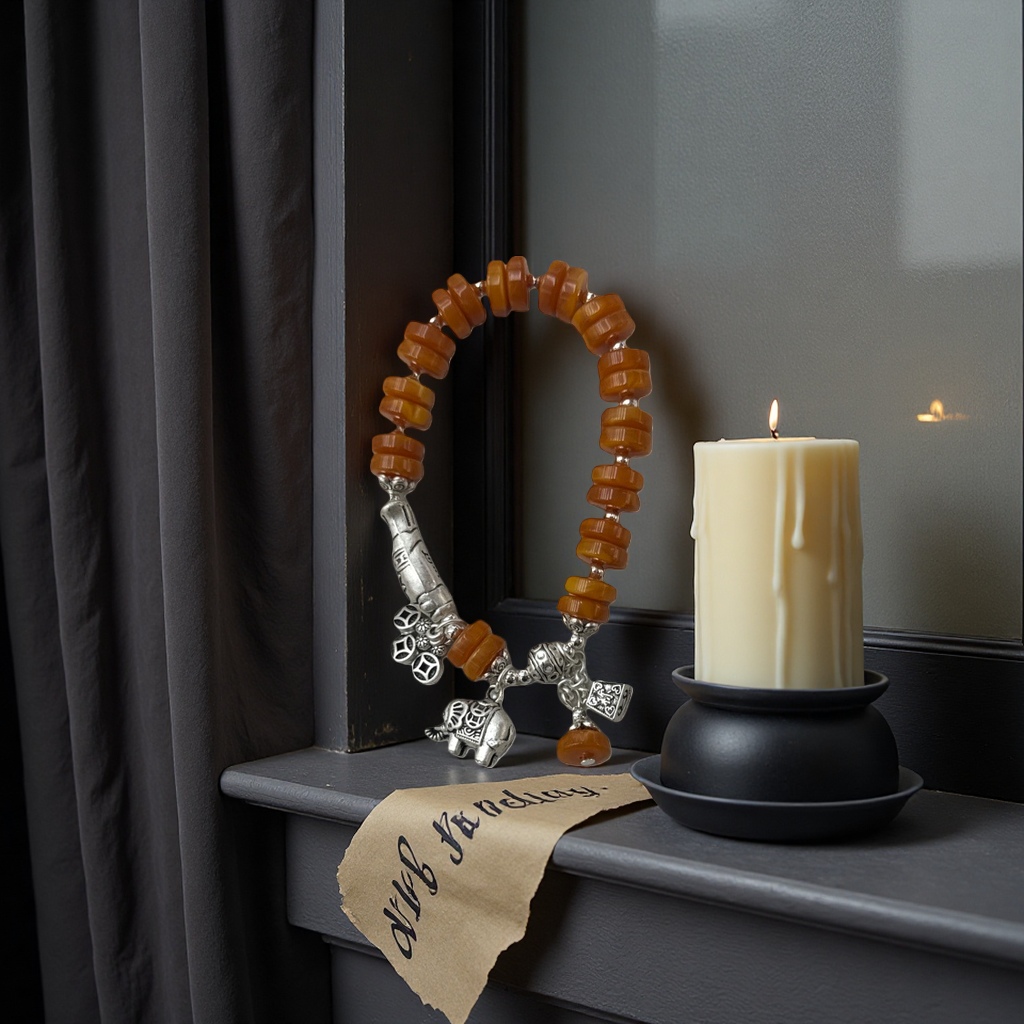 Orange agate bead bracelet, natural stone, light luxury wrist accessory Application Scenario