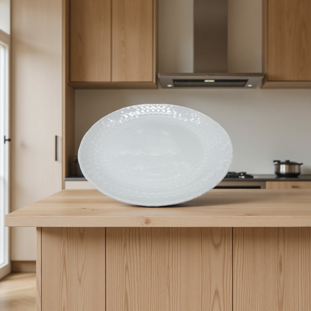 White oval-shaped ceramic plate, home dining plate, decorative plate, 30cm