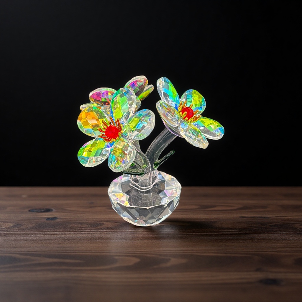 水晶花装饰摆件家居客厅桌面创意玻璃工艺品水晶工艺品