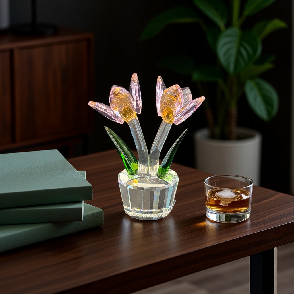 天然水晶花装饰摆件水晶摆件工艺品礼品水晶工艺品6cm