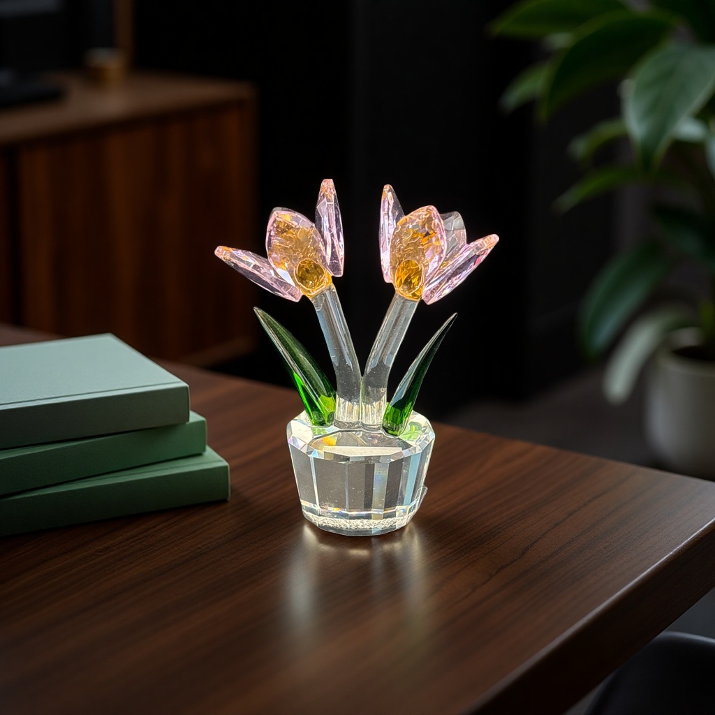 天然水晶花装饰摆件水晶摆件工艺品礼品水晶工艺品6cm细节图