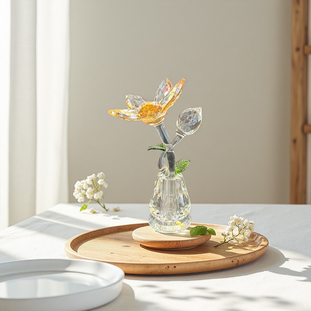 水晶花创意装饰摆件 家居客厅卧室桌面ins风高颜值 decor水晶工艺品