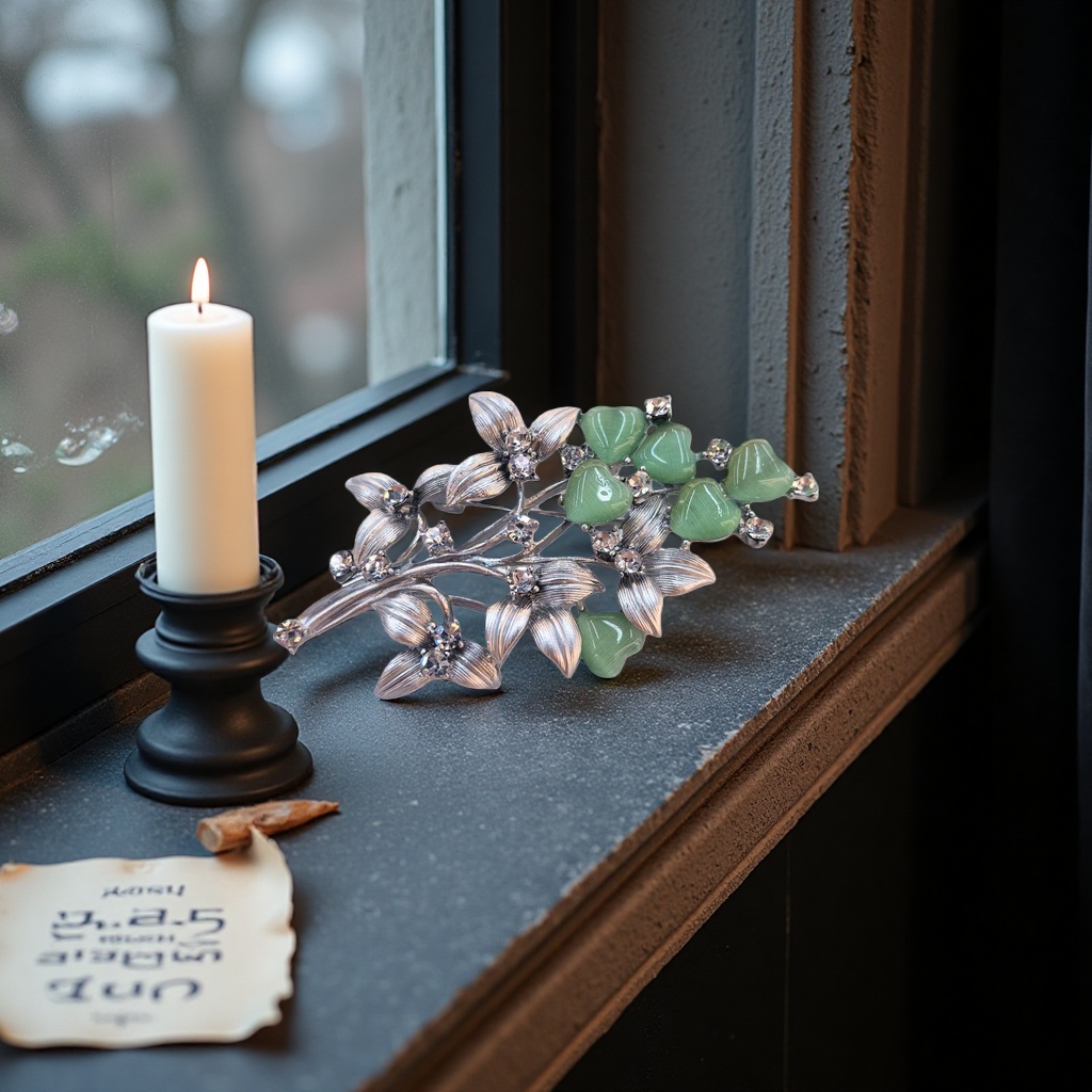 Floral design vintage brooch, elegant pin accessory, fashionable and versatile accessory Application Scenario