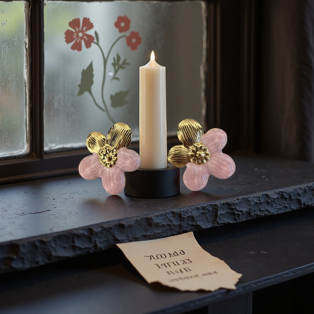 Pink flower-shaped earrings are fashionable and light luxury alloy earrings for women's daily wear Specification image