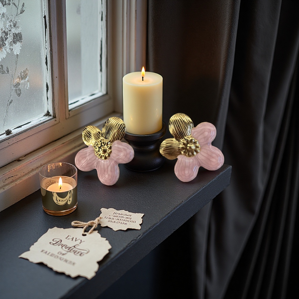 Pink flower-shaped earrings are fashionable and light luxury alloy earrings for women's daily wear Application Scenario