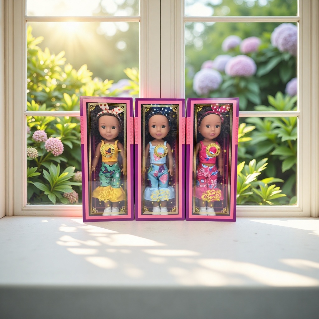 Toy doll set with three packaging boxes. Cute girl gift for dolls Application Scenario