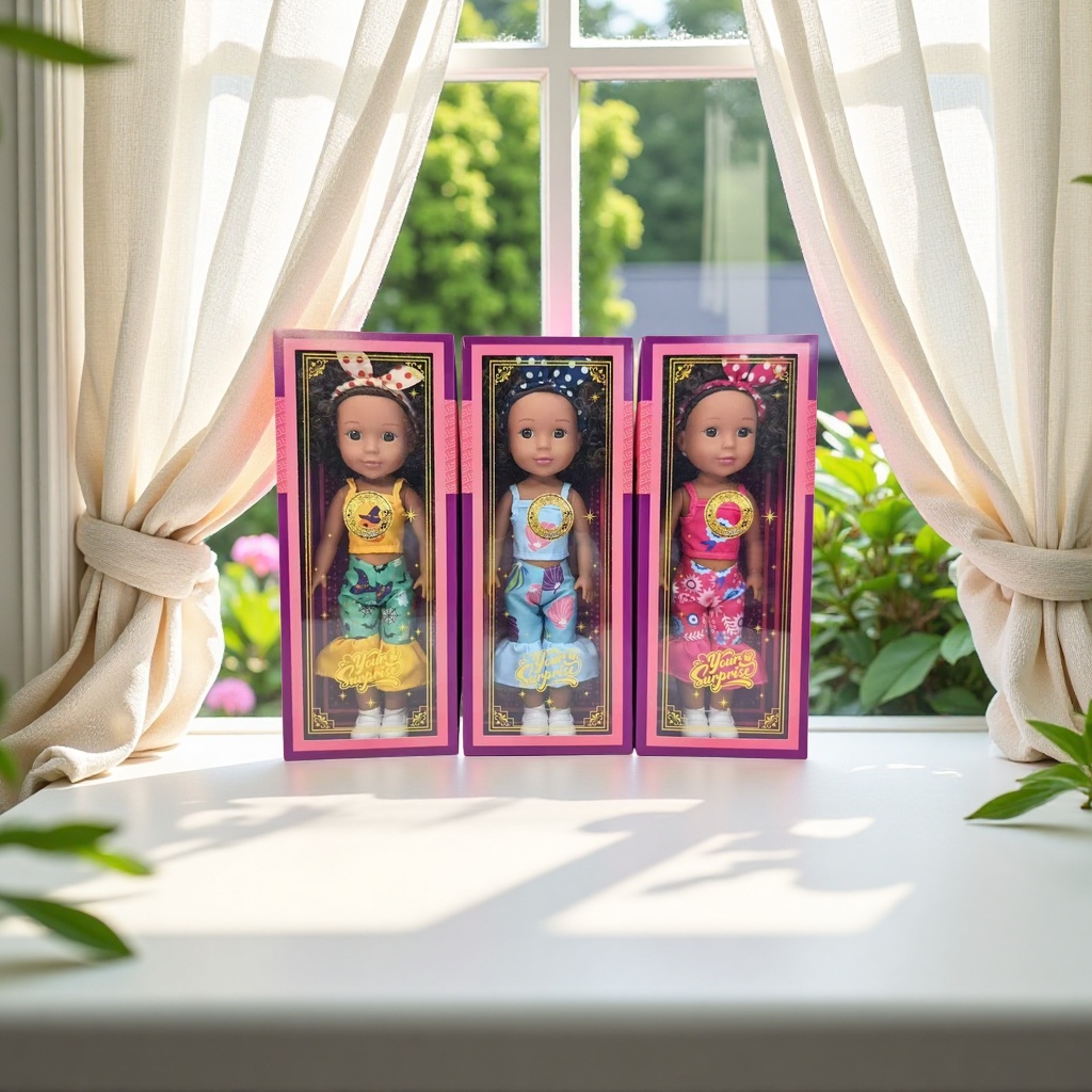 Toy doll set with three packaging boxes. Cute girl gift for dolls Specification image