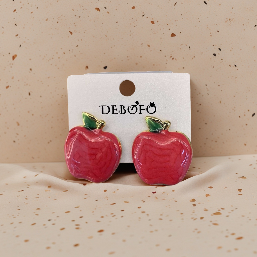 Red apple-shaped earrings are fashionable and cute fruit-style earrings
