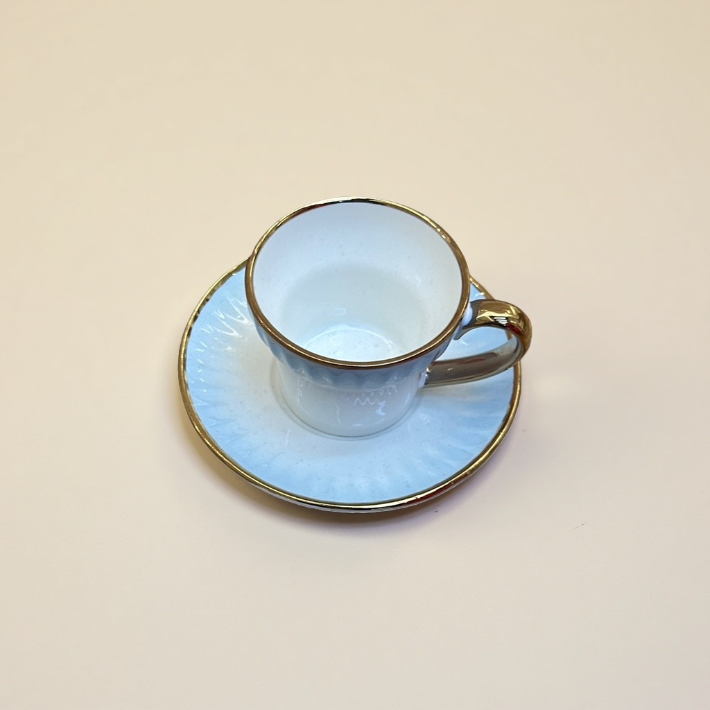 白色带金色边框茶杯和碟子套装 家用陶瓷咖啡茶具产品图