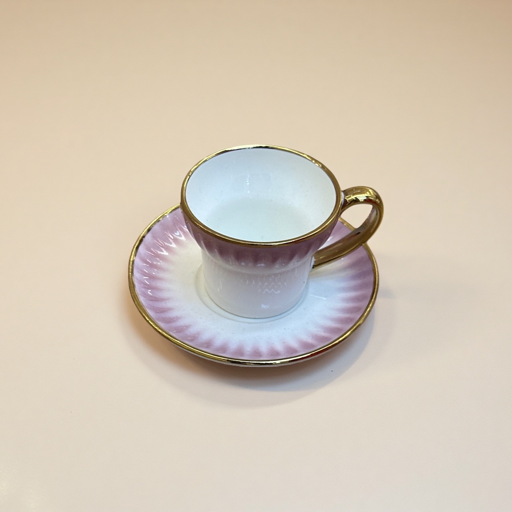 粉色花纹陶瓷茶杯配茶托套装 家用简约英式下午茶器具