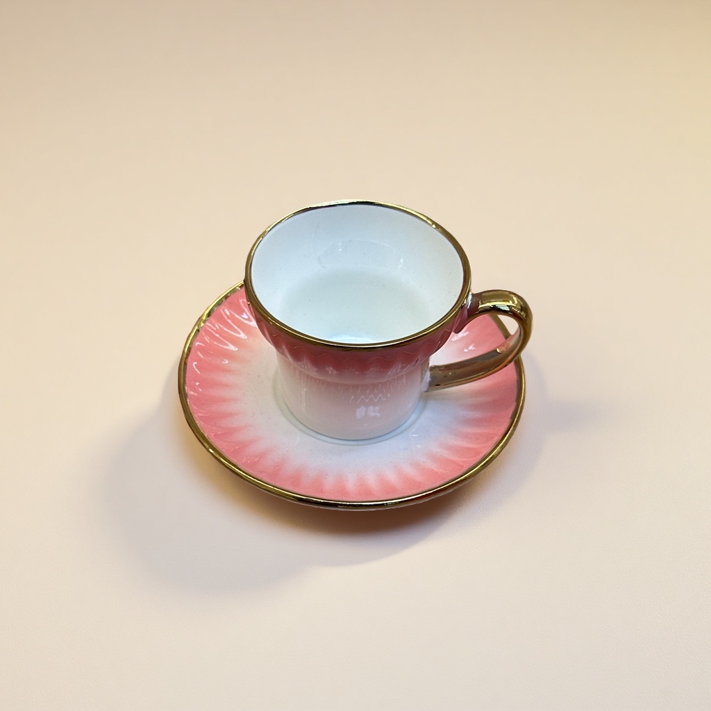 粉色渐变陶瓷茶杯配碟子 日式简约家用下午茶套装产品图