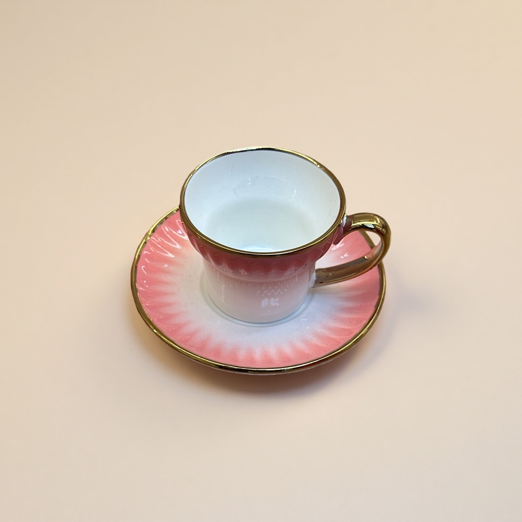 粉色渐变陶瓷茶杯配碟子 日式简约家用下午茶套装细节图